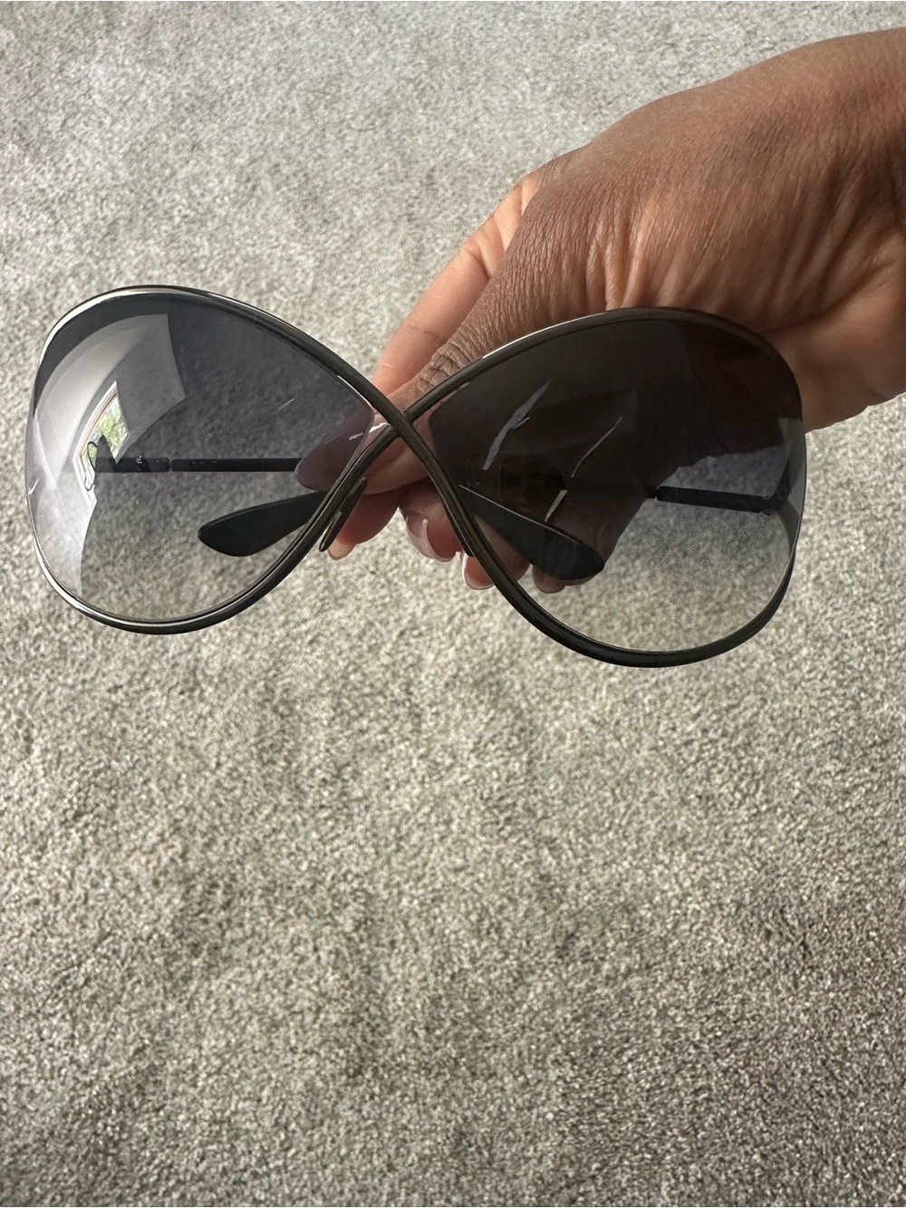 Tom Ford Oversized Black Frame Grey Gradient Lens Sunglasses
